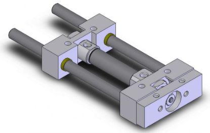 Picture of American Cylinder 312L25-0.50 5/16" BORE DOUBLE ACTING LINEAR SLIDE - DUAL BEARING BLOCK DESIGN - 1/4" DIAMETER GUIDE SHAFTS