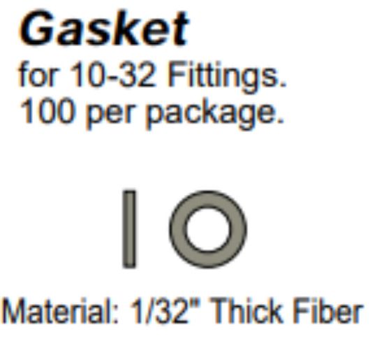 Gasket for 10-32 Fittings. 100 per package. Material: 1/32" Thick Fiber